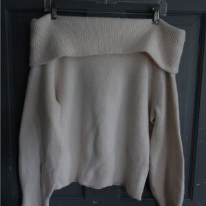 Off Shoulder Cream Sweater